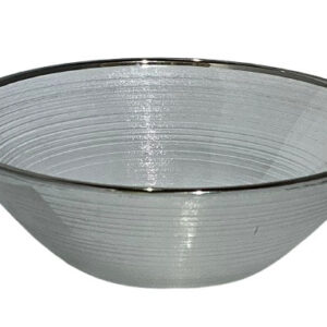FUENTE DE CRISTAL ORILLA PLATEADA 15.5X5CM
