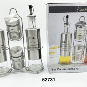 SET VINAGRERA+SALEROS 4/1 21X8X25CM