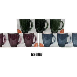 SET TAZA CRISTAL COLORES 360ML 3/1 9X10CM