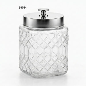 FRASCO CRISTAL C/TAPA METAL 1350ML 11.5X11.5X17CM