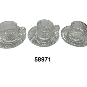 SET TAZA C/PLATILLO CRISTAL BROCADA 6.3X5.5CM 12/1