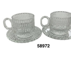 SET TAZA C/PLATILLO CRISTAL BROCADA 7.3X6.5CM 12/1