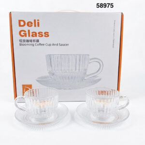 SET TAZA C/PLATILLO CRISTAL BROCADA 7.5X7CM 12/1