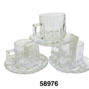SET TAZA C/PLATILLO CRISTAL BROCADA 7X7.2CM 12/1