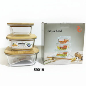 SET ENVASE CRISTAL C/TAPA BAMBU 3/1 370/520/800ML