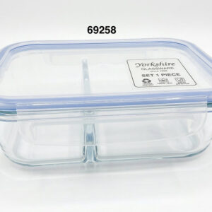 ENVASE HTICO RECT CRIST 2DIV C/TAPA 19.8X14.5X6.5CM