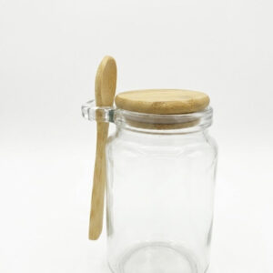 FRASCO CRISTAL P/ESPECIE C/TAPA+CUCHARA 7X12.5CM